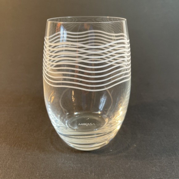Mikasa Other - Mikasa Cheers Waves Stemless Wine Glass Etched 16oz Replacement